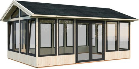 PALMAKO Pavillon Isabella aus Fichtenholz in Braun mit Satteldach, B/T/H: 661 x 465 x 315 cm - Bild 1