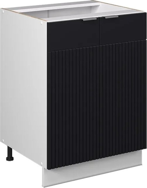Vicco Küchenunterschrank Fame-Line Weiß Schwarz gestreift Breite: 60 cm ohne Arbeitsplatte - Bild 1