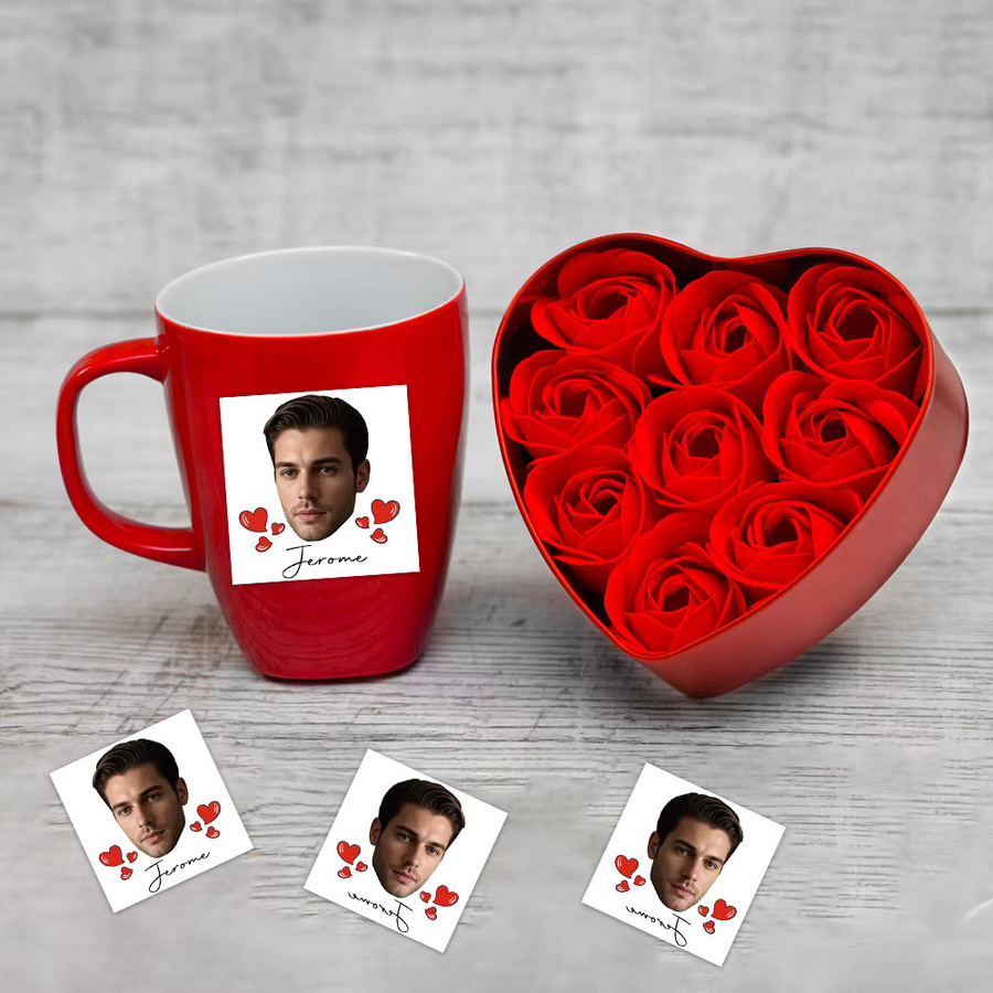WEIGAO Foto und Namen Aufkleber mit rotem Herz-Design für Valentinstags-Geschenke, 22 Stück - Bild 2