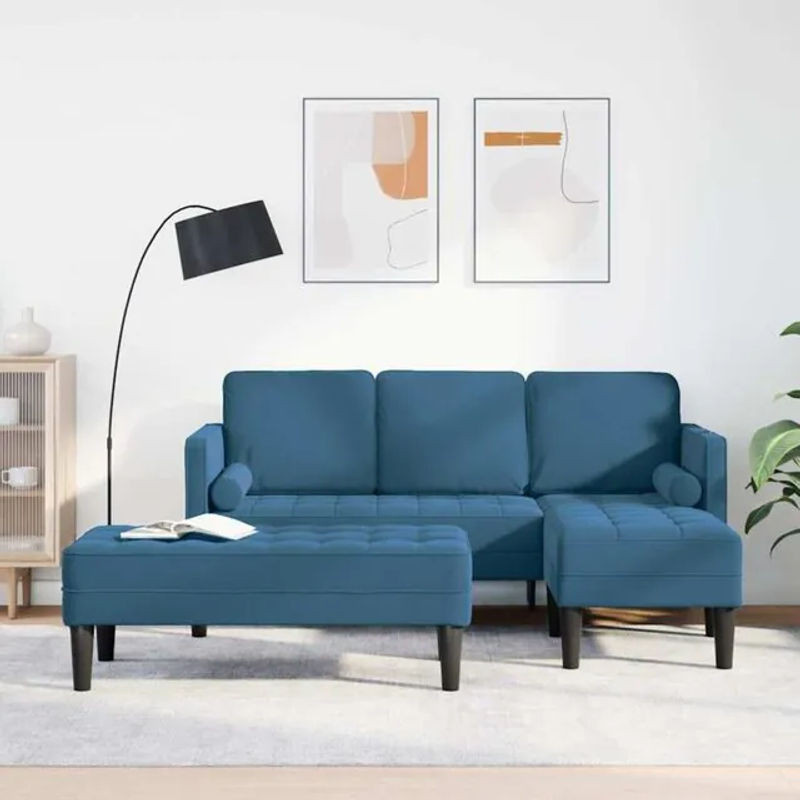 vidaXL Sofa Set 2-teilig aus Samt in Blau, Modern und Minimalistisch, B/T/H: 173 x 131 x 67 cm - Bild 1