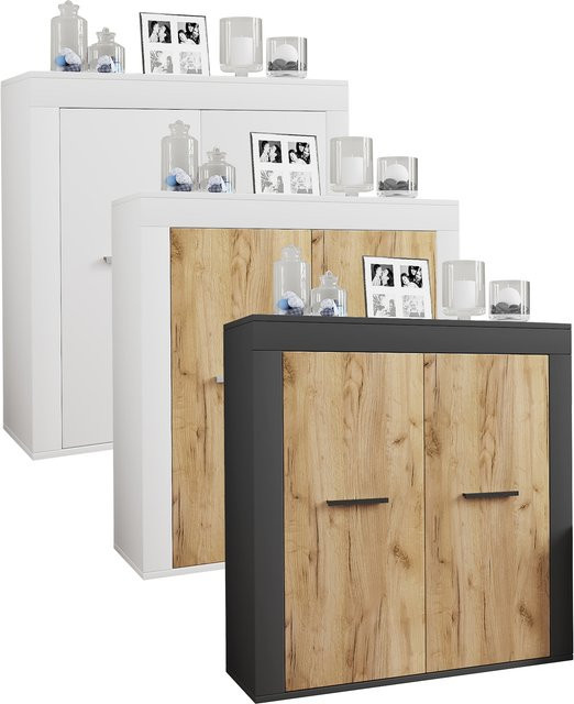 VCM Holz Kommode Usilo Sideboard mit Drehtüren in Braun, H x B x T: 89 x 80 x 35 cm - Bild 1