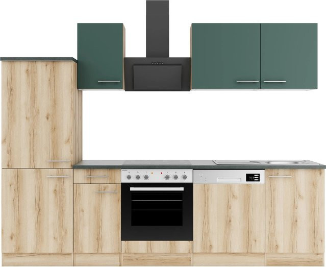 Optifit Küchenzeile KPSL 2742-9+ in Steingrün und Wildeiche Nachbildung, Breite: 270 cm - Bild 1