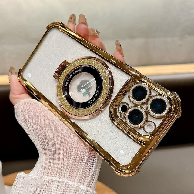 Yiran Bling Glitzer MagSafe Schutzhülle für iPhone 16 15 14 13 12 11 Pro Max Plus, Transparent - Bild 1