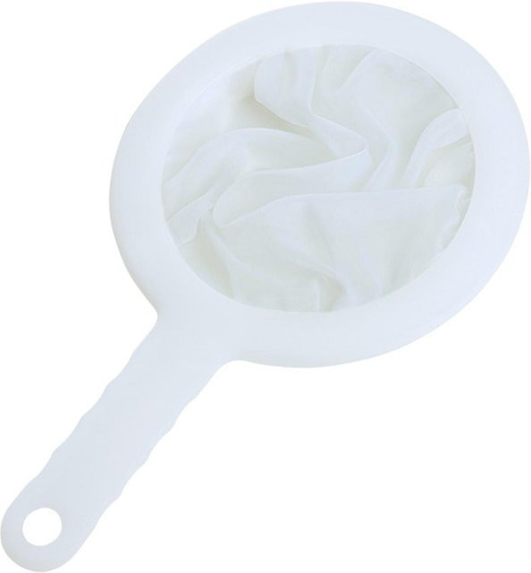 KaiSai Feinsieb mit Griff, rundes Maschensieb aus Kunststoff in Weiß zum Filtern von Saft, Milch, Honig, Wein oder Suppe - Bild 1