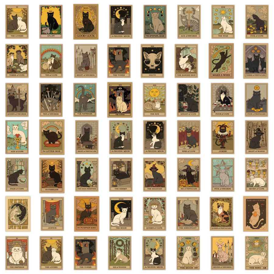 Rspctou Katzen-Tarot Graffiti-Aufkleber, Vintage, Gotischer Stil, 10 Stück - Bild 3