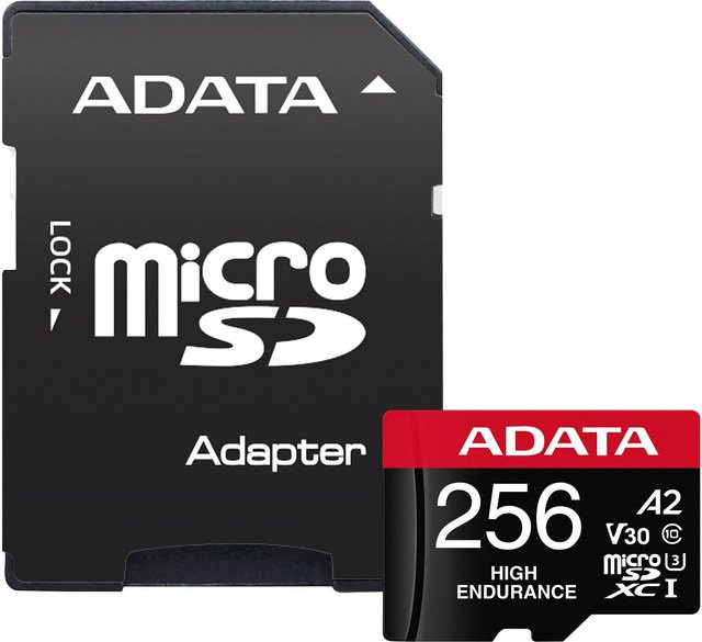 ADATA High Endurance microSDXC Speicherkarte 256 GB, Klasse 10, UHS-I, U3, V30 mit Adapter - Bild 1
