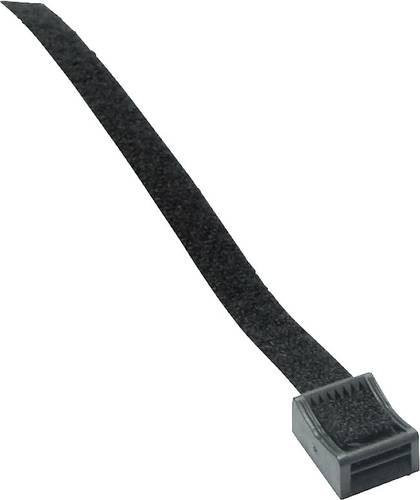 Hebotec Klettbandsockel zum Bündeln zum Anschrauben mit Haft- und Flauschteil, Schwarz, B: 20 mm, H: 180 mm - Bild 1