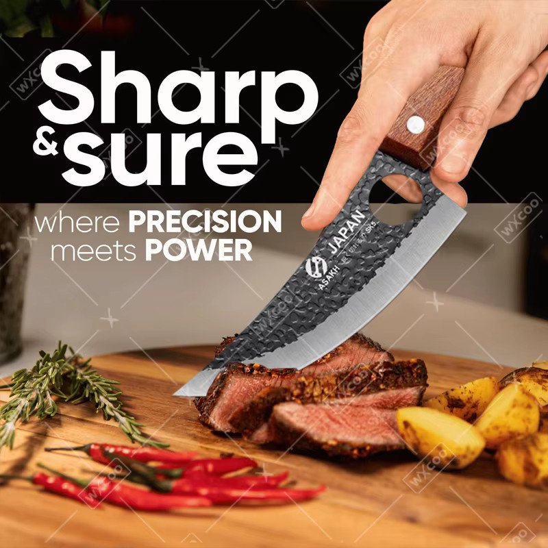 WXCOO Handgeschmiedetes Küchen-Ausbeinmesser in Silber mit Holzgriff zum Schneiden von Fleisch und Gemüse - Bild 3