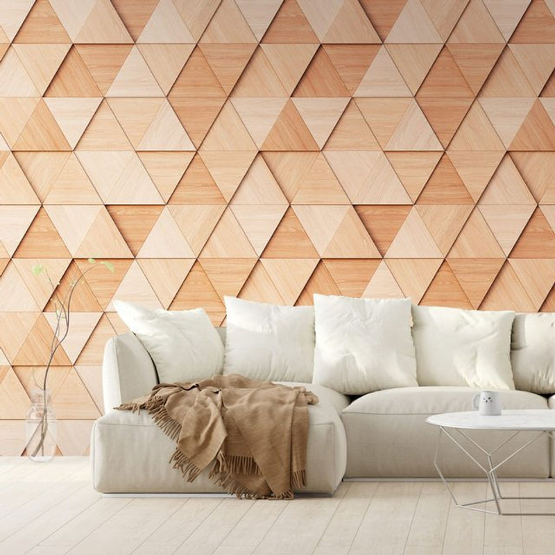 Profhome Fototapete 382881 Heißgeprägte Vliestapete in Beige Hell-braun und Perl-weiß mit geometrischem 3D-Effekt Matt, Breite: 3,71 m, Höhe: 2,8 m - Bild 1