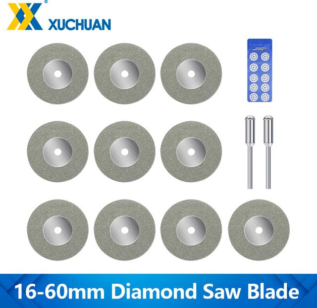 12 Stück xcan Mini-Diamant-Trennscheiben mit Dorn für Dremel-Drehwerkzeuge, Kreissägeblätter zum Schneiden von Holz, Stein und Kunststoff, Durchmesser: 16 bis 60 mm - Bild 1