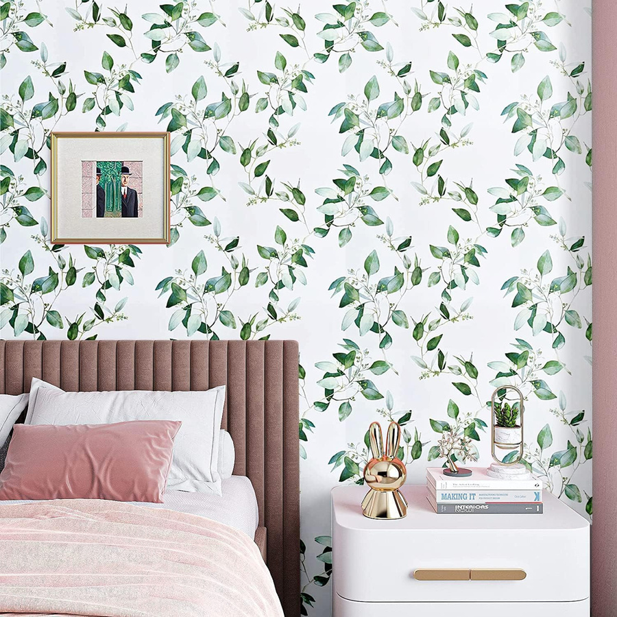 Wipon Kontaktpapier mit grünem Blattmuster im floralen Japanischen Stil, selbstklebende Tapete für Schlafzimmer, Schubladen und Schränke, Breite: 45 cm, Länge: 3 m - Bild 4