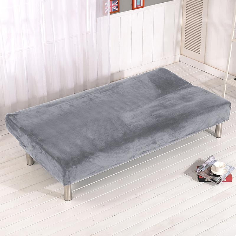 Leorate Samt-Plüsch-Sofa-Bettbezug ohne Armlehnen in Elfenbein, elastischer Stretch-Schutz aus Polyester für Wohnzimmer und Hotel, Breite: 185-210 cm - Bild 3