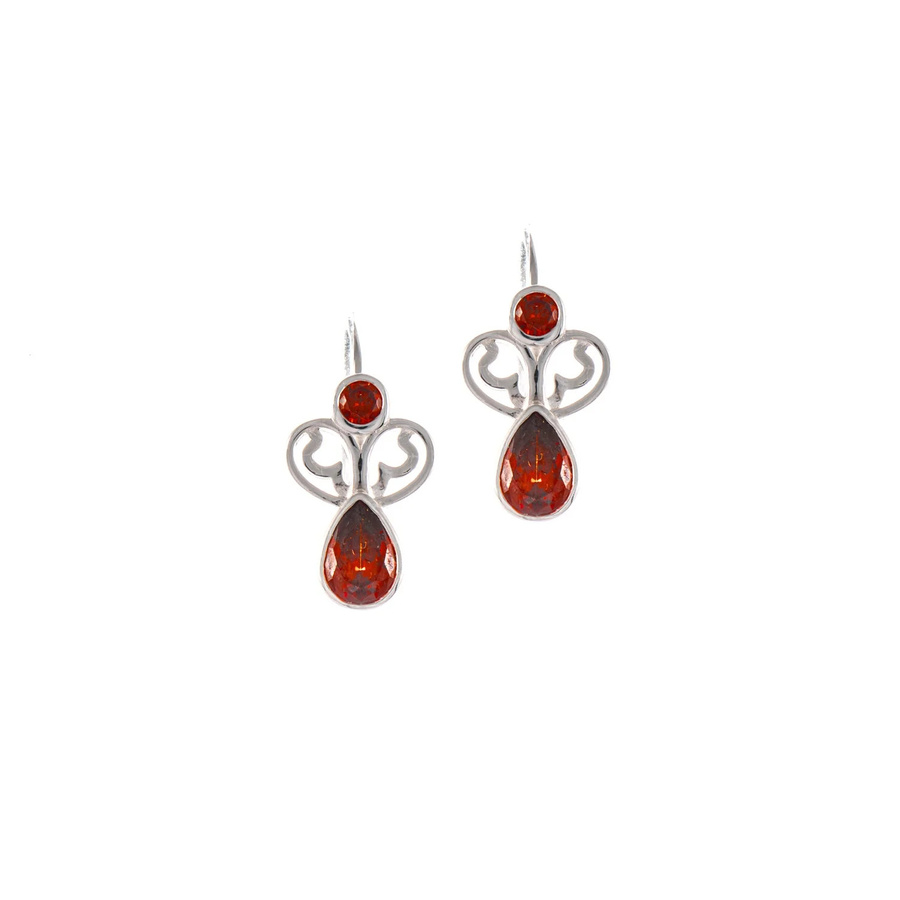 Ohrringe Dirndl Funkeln, 925 Silber, Zirkonia, rot - Bild 1