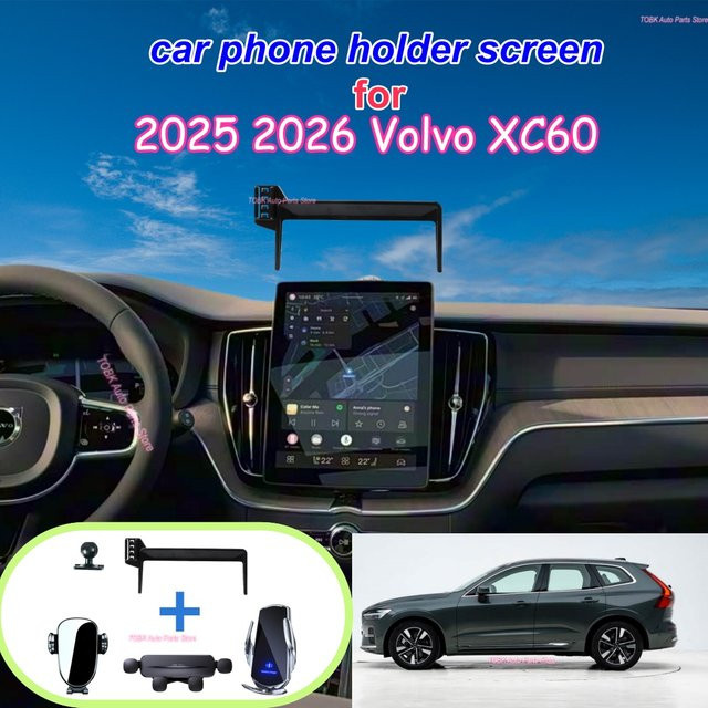 Smartphone Halterung mit kabelloser Ladestation für Volvo XC60 und XC90, Schwarz - Bild 1