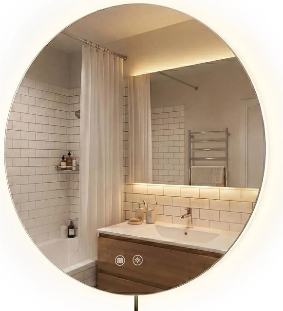 DELUKE Badspiegel GENF Wandspiegel aus Klarglas, Farbe: transparent, B/H: 60 x 60 cm, Tiefe: 3 cm - Bild 1