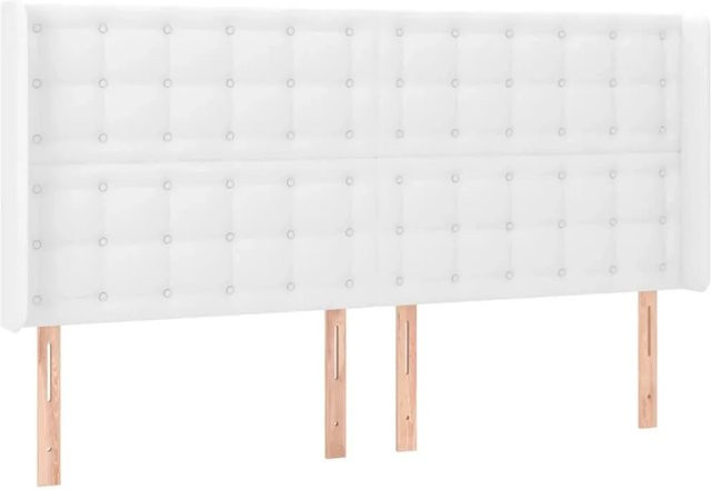 vidaXL LED Kopfteil in Weiß aus Kunstleder mit integrierter Beleuchtung und USB-Anschluss, B/T/H: 163 x 16 x 118/128 cm - Bild 1