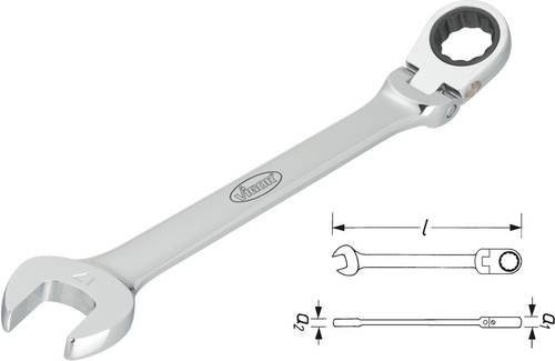 Vigour Gelenk-Ratschen-Ring-Maulschlüssel in Silber, Schlüsselweite 15 mm - Bild 1