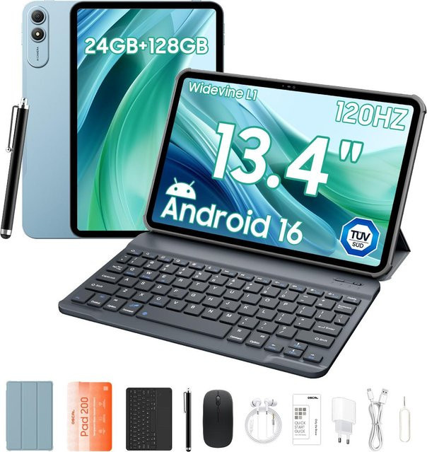 OSCAL Pad 200 Tablet mit 13,4 Zoll Full-HD+ Display, Android 16, 256GB ROM, 24GB RAM, Blau - Bild 1