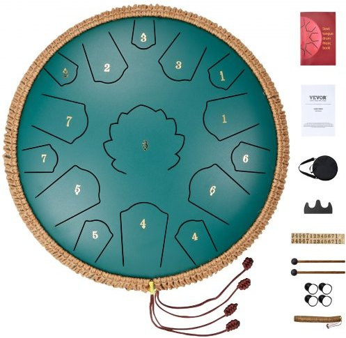 VEVOR Steel Tongue Drum Regentrommel 15 Noten Grün mit 2 Schlägeln & Tragetasche - Bild 1