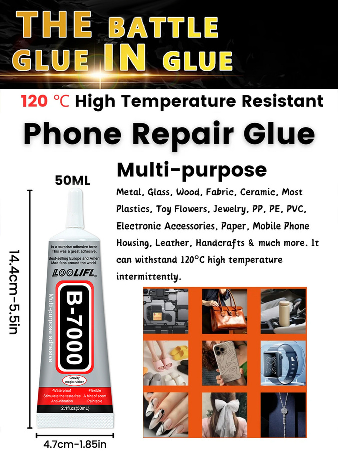 LOOLIFL B7000 Klebstoff Set, 5 Stück à 110 ml, wasserfester Reparaturkleber für Touchscreens von Mobiltelefonen, transparent - Bild 7