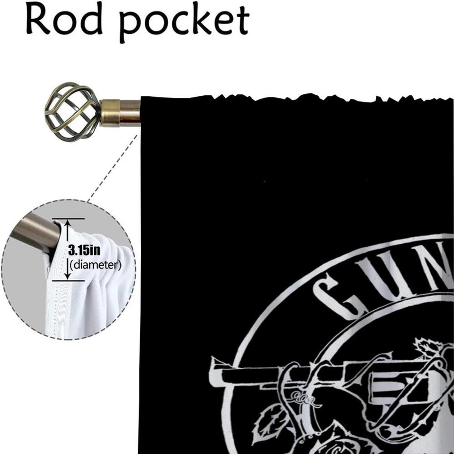 Guns N' Roses Tüll-Vorhang für Halloween Dekoration, Schwarz, 2 Stück, B: 50 cm, H: 70 cm - Bild 1