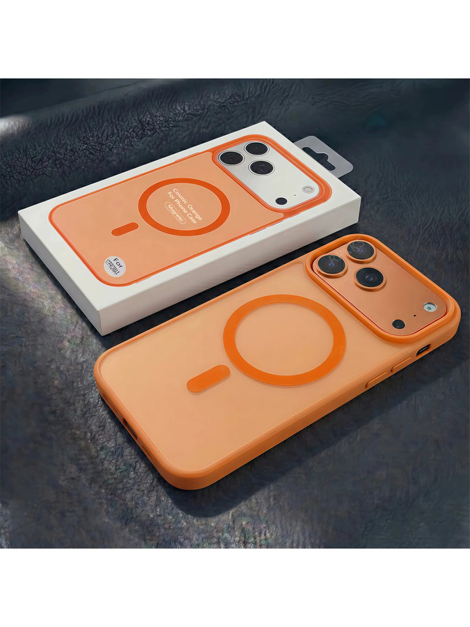 RPKKS MagSafe Magnetische Candy-Color Bumper Handyhülle für iPhone 11 bis 17 Pro Max Plus, Stoßfeste Matte PC-Hülle in Blau und Orange - Bild 3