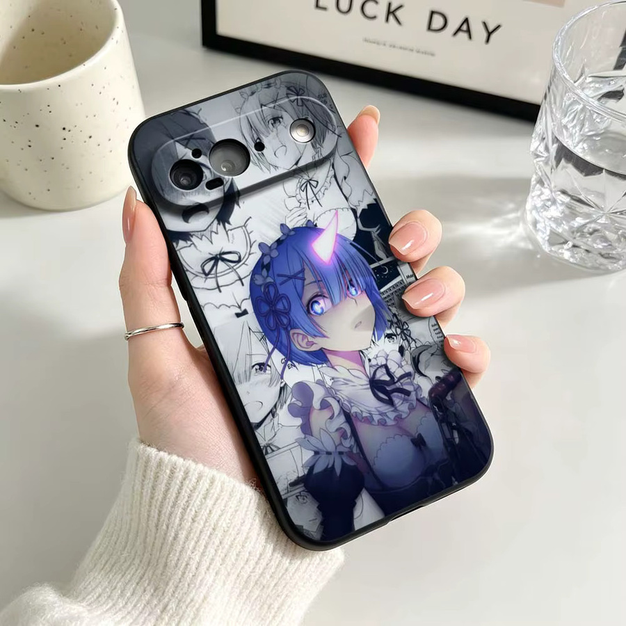 Anime Re:Zero Girl Comics Handyhülle aus weichem Silikon für Google Pixel 6 6A 7 7A 8 8A 9 10 10A Pro XL 5G in Schwarz - Bild 1