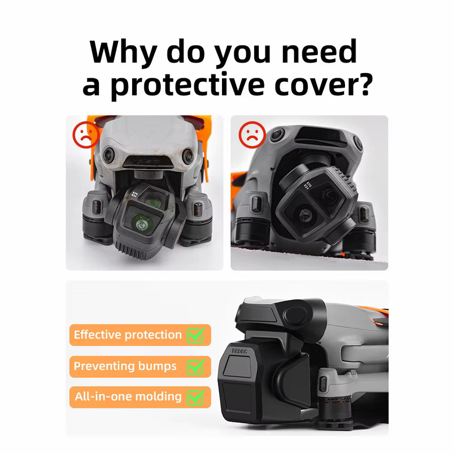 BRDRC Objektivdeckel für DJI Air 3S Drone Gimbal Lock Cover Kamera Schutzfolie in Schwarz - Bild 4