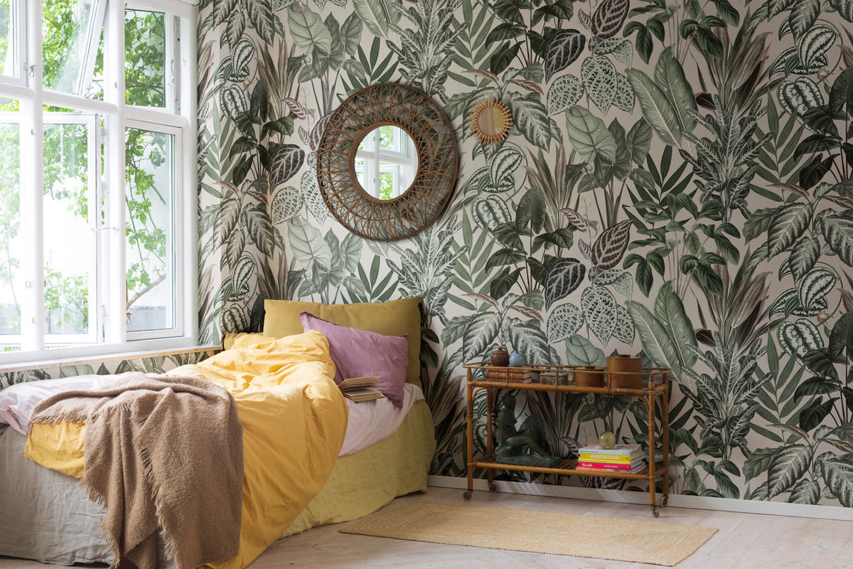 Rebel Walls Mural Mischievous Monkeys Wandtattoo im Boho-Stil in Rosa und Grün - Bild 2