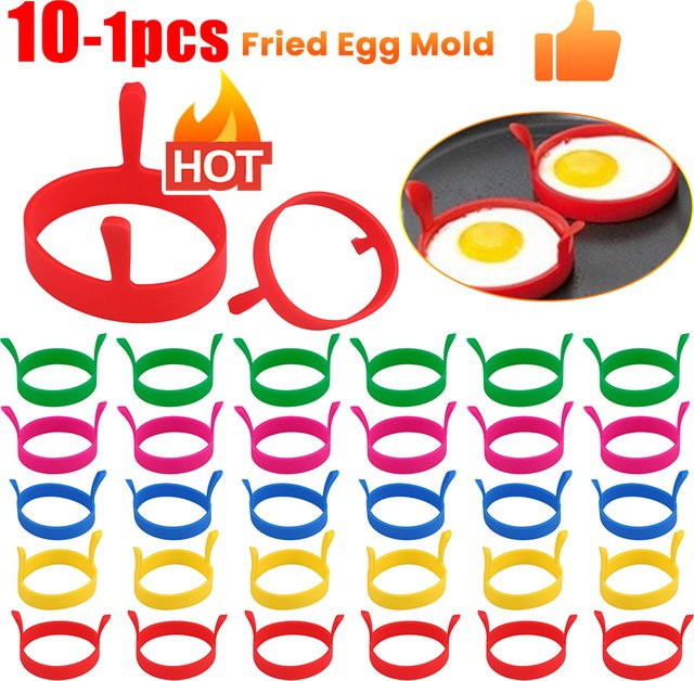 APWIKOGER Silikon Spiegelei Form Set aus lebensmittelechtem Material, 10 Stück, runde Antihaft-Formen für Pfannkuchen und Eier zum Kochen - Bild 1