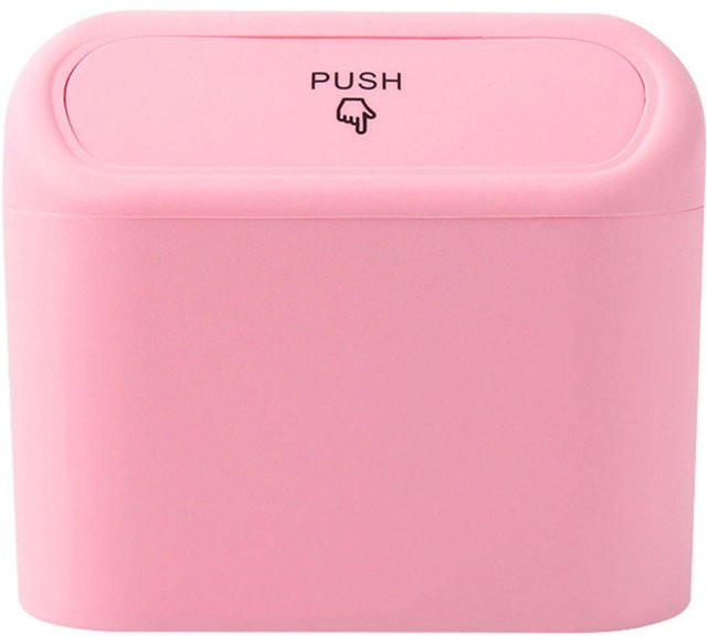 Mini-Mülleimer mit Deckel und Seitentür zur Automonatage in Rosa - Bild 1