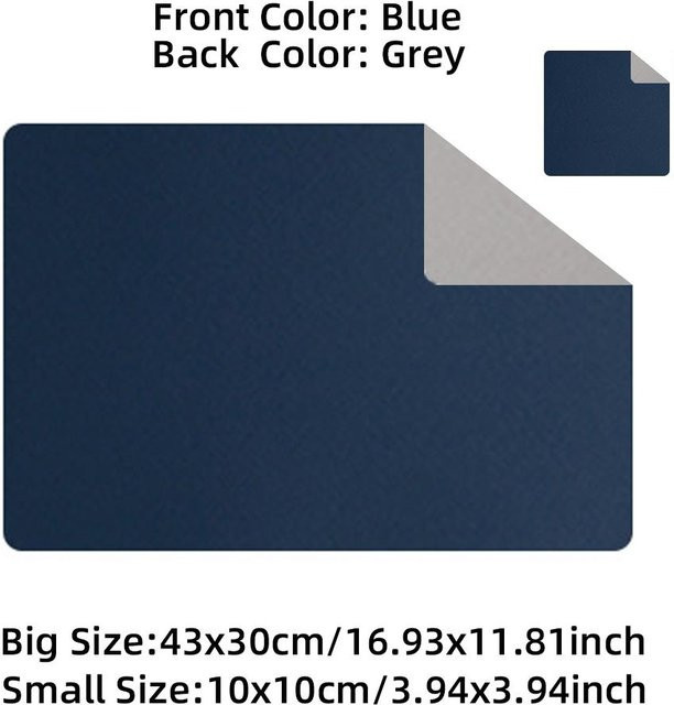Mango Event Tischset aus Leder doppelseitig rechteckig blau B: 43 cm, T: 30 cm - Bild 1
