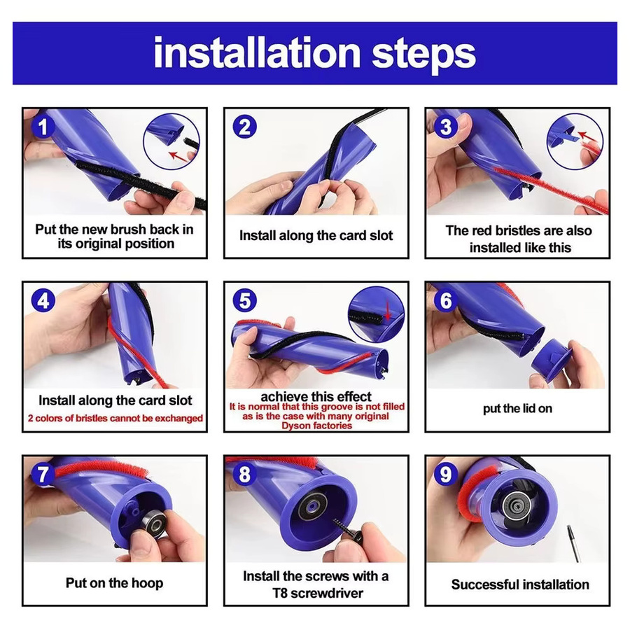 5 Stück V6 V7 Rollbürstenstreifen Soft Plush Strips für Dyson Staubsauger - Bild 2