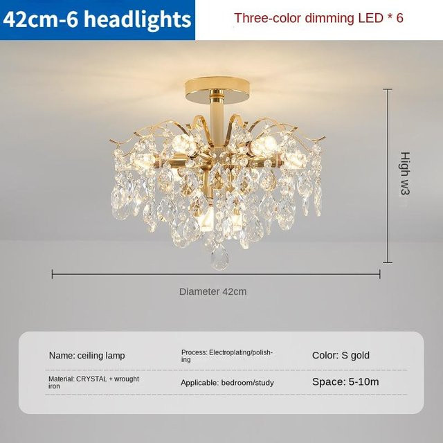 Yuda Lighting Kristallleuchter in Gold/Messing, dimmbare LED-Pendelleuchte für Wohnzimmer und Schlafzimmer, Durchmesser: 42 cm - Bild 1
