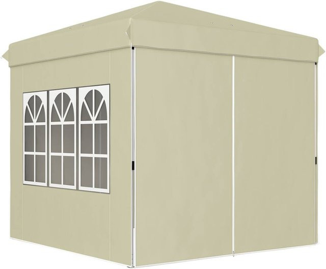 Outsunny Pavillon modern in Cremeweiß aus Metall und Polyester mit Fenstern, B/H/T: 248 x 270 x 248 cm - Bild 1