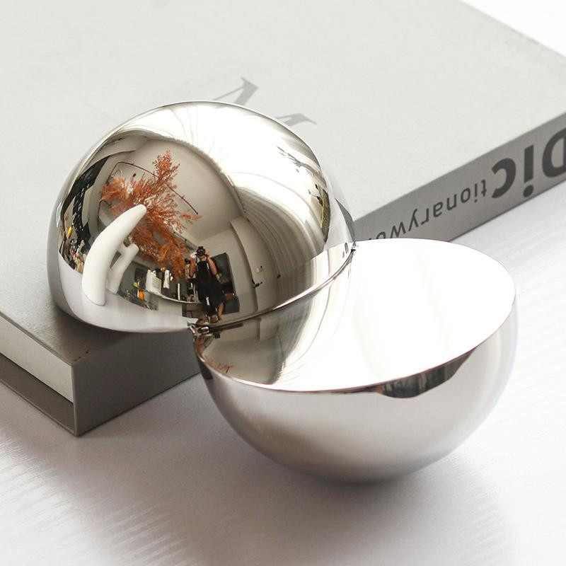 Minimalistisches geometrisches Ornament in Silber, halbkreisförmig und sphärisch für Schreibtisch oder Schlafzimmer, B/T/H: 18,0 x 10,0 x 4,0 cm - Bild 3