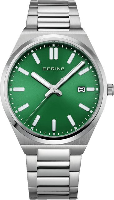 Bering Herrenuhr, Quarz, Edelstahl, Grün, 39 mm, 5 ATM - Bild 1