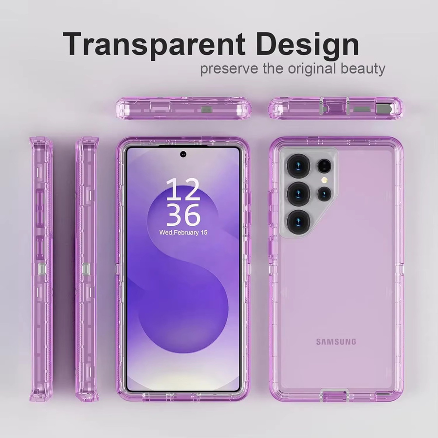OTT-BOX Stoßfeste Triple-Layer Schutzhülle für Samsung Galaxy S26 Ultra S25 S24 S23 S22 S21 Plus in Transparent und Blau - Bild 2