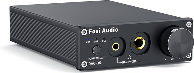 Fosi Audio Q5 Stereo-Vorverstärker und DAC-Kopfhörerverstärker mit ESS9018K2M Chip in Schwarz - Bild 1