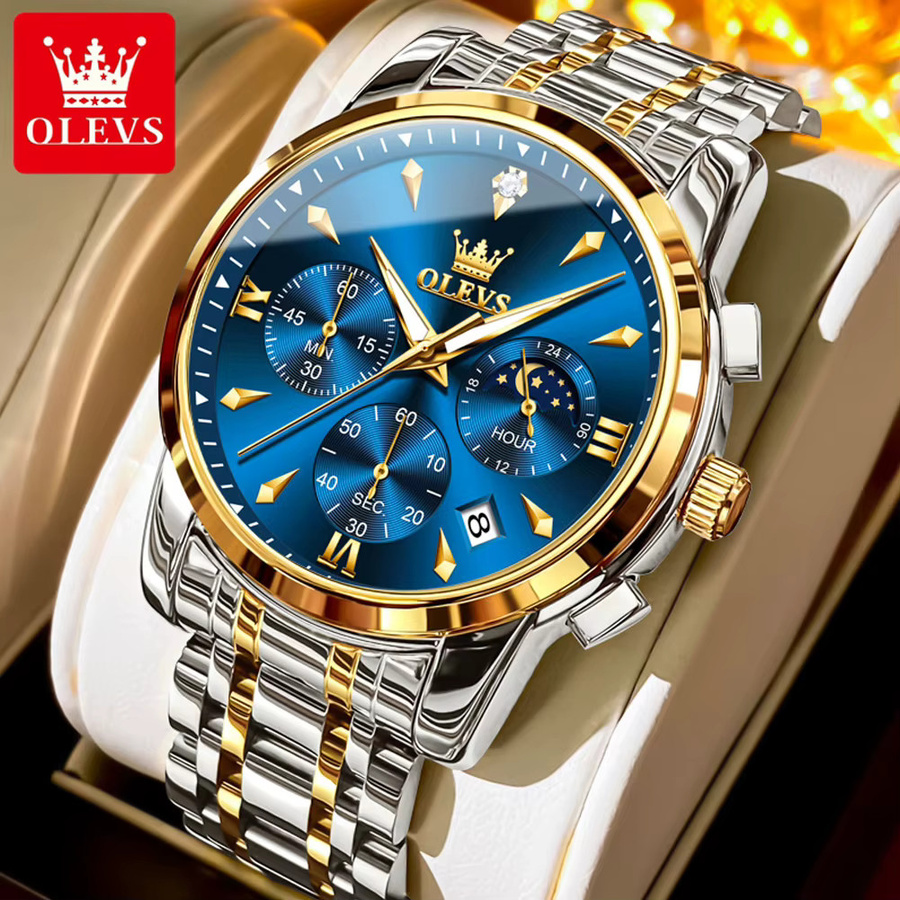 OLEVS Armbanduhr, Quarz, Edelstahl, Schwarz, Herren - Bild 2