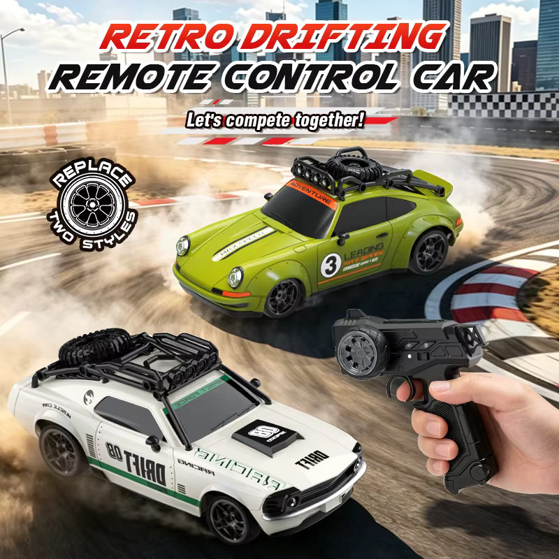 Kmoist Retro RC-Auto, ferngesteuertes Rennfahrzeug, 1:18, mit Lichtern - Bild 3