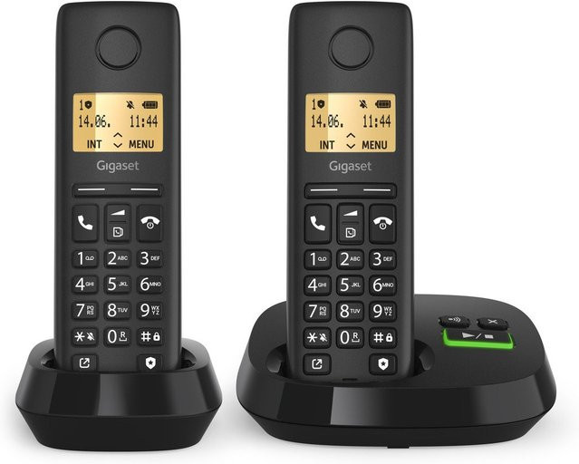 Gigaset PURE 100A Duo Schnurlostelefon Set mit Anrufbeantworter, Rufnummernanzeige und Call-Blocking in Schwarz - Bild 1