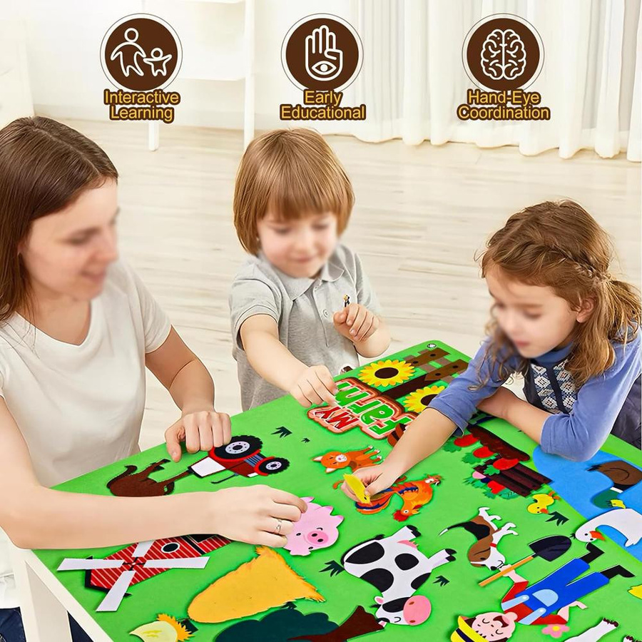 TOMTOP JMS Bauernhof Tiere Filz Geschichte Board Set bunt - Bild 4
