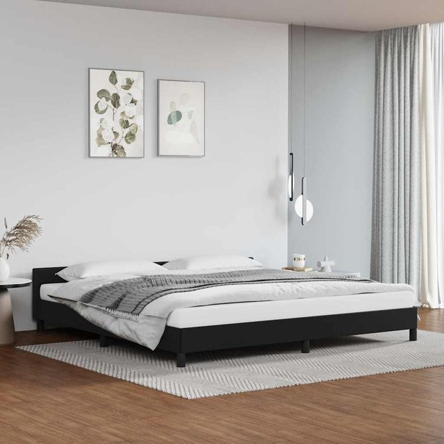 vidaXL Bettgestell mit Kopfteil in Schwarz, B/T: 200 x 200 cm - Bild 3