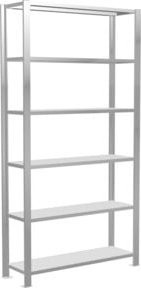 Schulte Grundregal Büro-Steckregal MULTIplus85 mit 6 Fachböden und Kreuzstrebe, Farbe: Lichtgrau, B/T/H: 200 x 100 x 30 cm - Bild 1