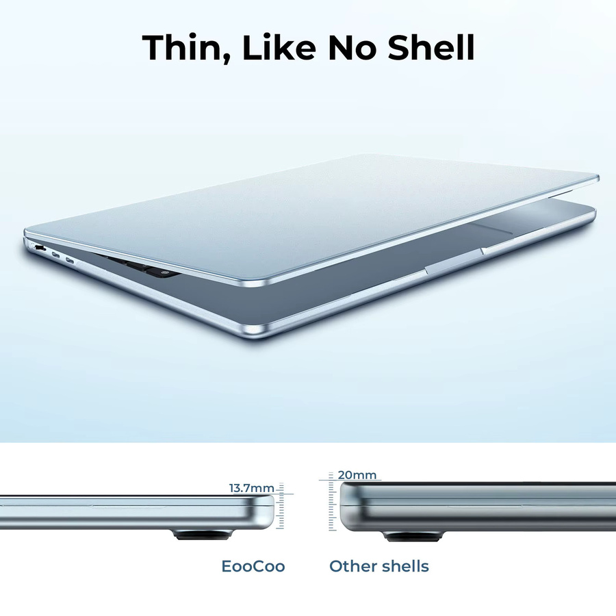 EooCoo Ultradünne Schutzhülle für MacBook Air 13,6 Zoll M4 M3 M2 in Silber mit matter Textur und fingerabdruckbeständiger Hartschale - Bild 2
