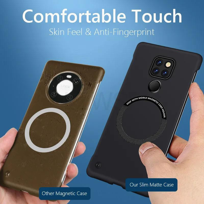Rahmenlose magnetische Schutzhülle für Huawei Mate 20 30 40 50 Pro mit Unterstützung für kabelloses Laden und harter Rückseite - Bild 2