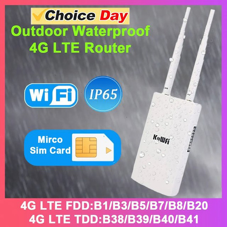 KuWFi Wasserdichter 4G LTE Outdoor WLAN Router mit CAT4 Modem für IP-Kameras in Weiß