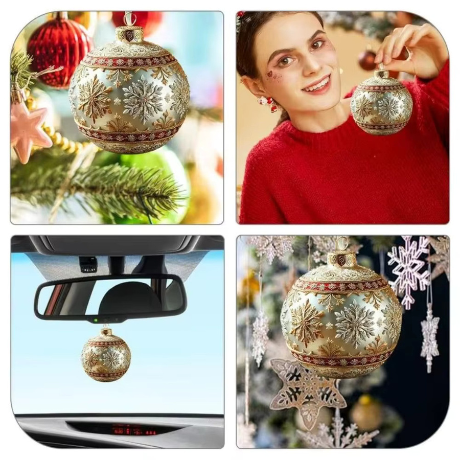 Märchenplanet Weihnachtsanhänger aus Acryl mit floralem Design und Schneeflocken in Gold - Bild 1