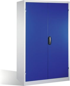 C+P Schwerlastschrank mit Drehtüren, 3 Böden und 3 Schubladen, Korpus Lichtgrau und Front Enzianblau, H x B x T: 195 x 120 x 60 cm - Bild 1